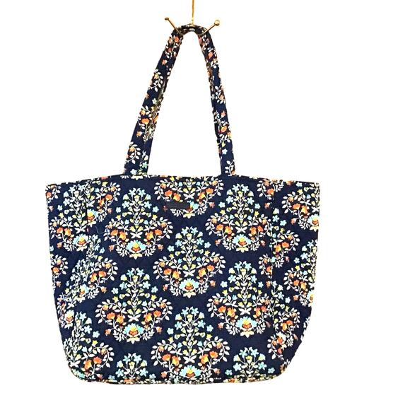 Vera Bradley Navy Small Floral Design Large Tote - Picture 1 of 9